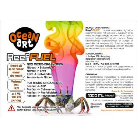 Ocean Art Reef Fuel 0.5 Liter voor zeewateraquarium